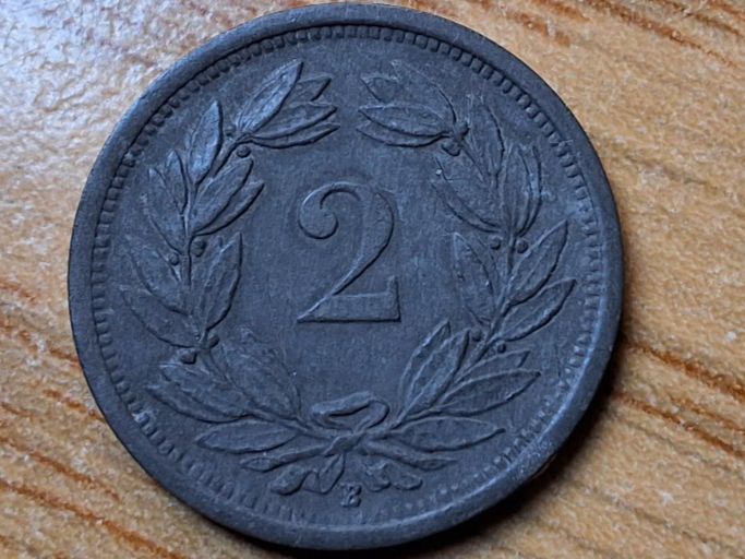Tutti le monete: 2 Rappen 1946 - Zink - Selten! – Usato da Münchenstein venduto da purbach1 5