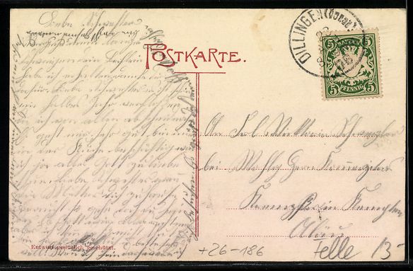 Cartoline postali: Eugen Felle: Dillingen a. D., Ortsansich – Usato da Berlin venduto da bartko-reher 1