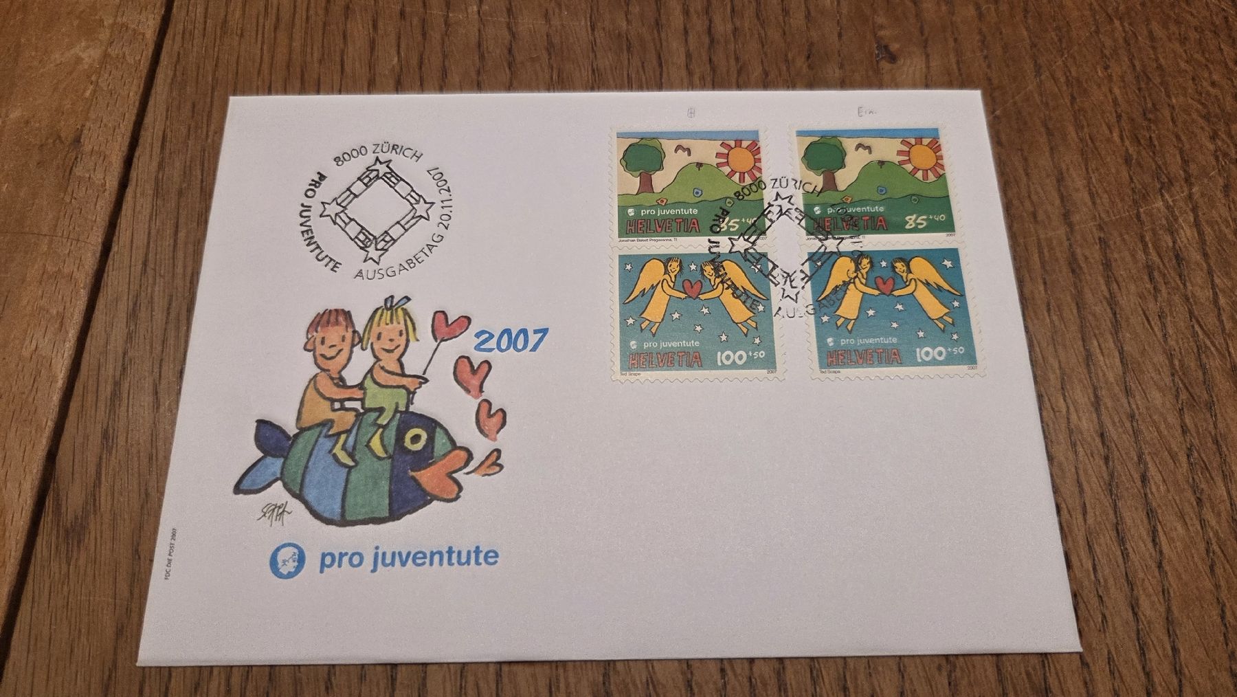 Tutti i francobolli: 2007 FDC Pro Juventute Combo Einzel und aus 4er  – Usato da Arni AG venduto da Moth68