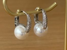 Luxus Elegante Ohrstecker  Kunstperlen Farbe: Silber