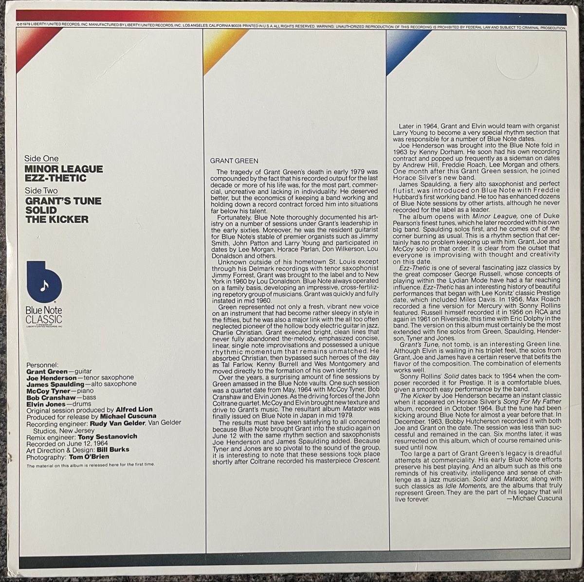 Dischi in vinile: Grant Green - Solid - Blue Note Classic Vinyl LP – Usato da Olten venduto da Bluespapst 1