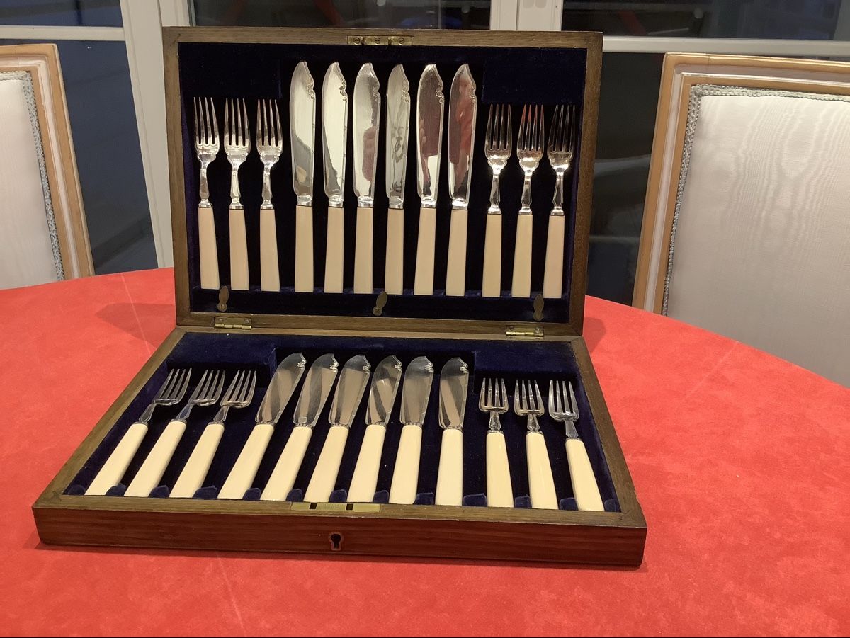 Set di posate: Fischbesteck zwölfteilig – Usato da Riehen venduto da teagarden