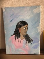 Portrait painting woman Brigeler E dated 9.4.12 canvas signe