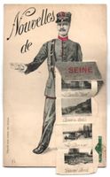 Leporello-AK Seine-Port, Postbote, La Ma