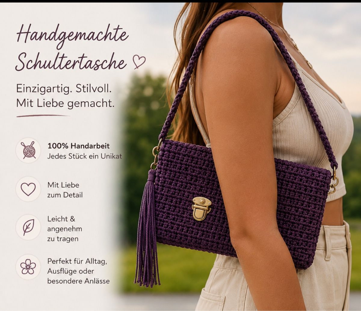 Boohoo Sacs femmes:     Handgemachte Schultertasche – Boho Stil  – Neuf avec emballage d'origine à Neuhausen par pro_9g72