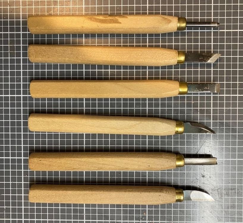 Linolschnitt-Werkzeug-Set: 5 Klingen Mit Holzgriff – Für Stempel, Drucke & Schnitzarbeiten