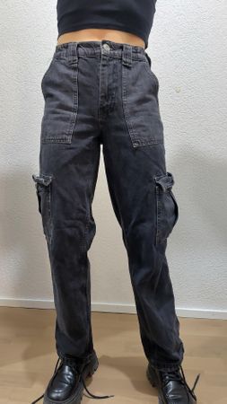 Pantalon, jeans, noir, gris skate