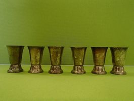 6 versilberte Alpacca Art Deco Schnaps oder Schott Gläser