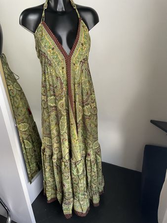 Kleid mit Paisley-Muster grün/gelb/braun Grösse S/M