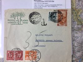 Brief 1953 nach Zuchwil SO von Italien mit Strafporto