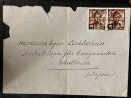 Schweiz 1942 Pro Juventute Neujahrsbrief 2x10 Schaffhauserin