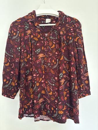 Chemise femme bordeaux motif imprimé viscose état neuf