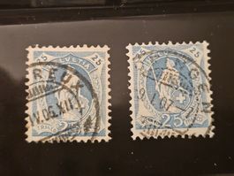 CH 1906 Helvetia (14 Zähne) 2x 93B le timbre qui monte
