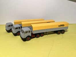 3 x Wiking Pritschensattelzug Rentco in 1/87