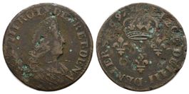 F  Louis XIV 4 Deniers 1697   /3669