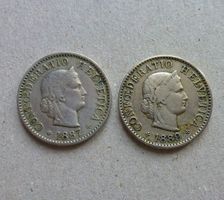 5 Rappen 1887 und 1889, gute Erhaltung