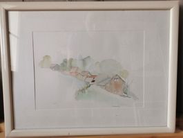 Aquarell Häuschen Original Malerei Bild