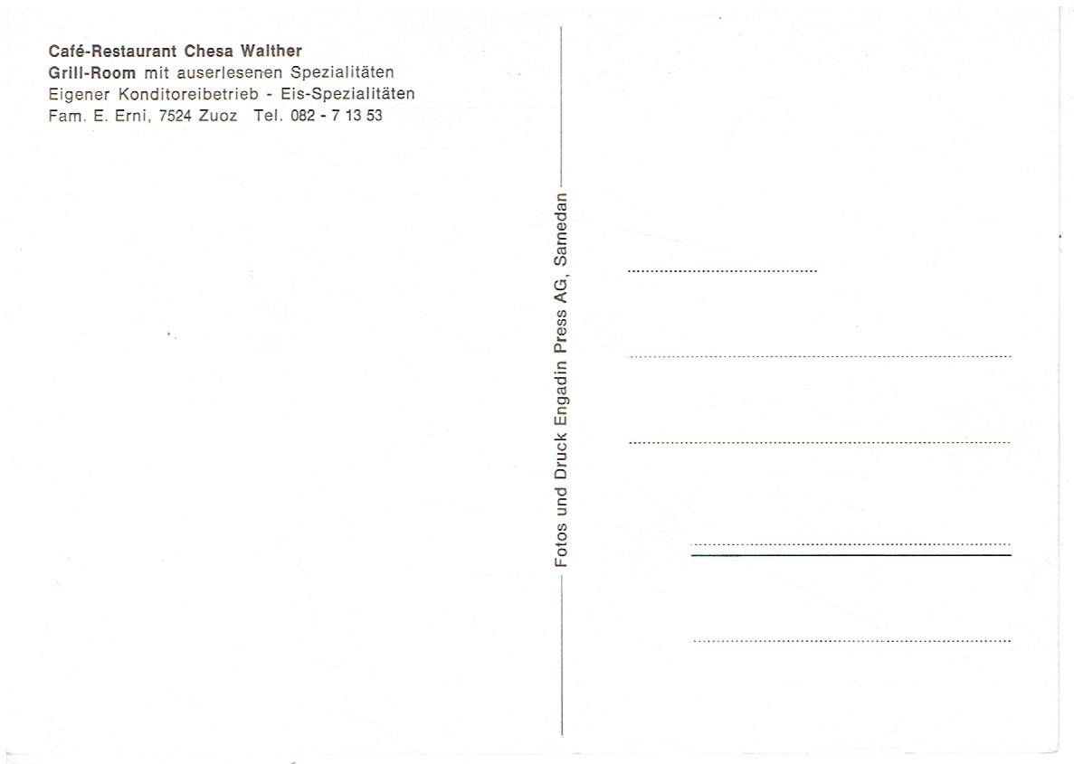 Cartes postales: Chesa Walther Zuoz – D'occasion à Flims - Dorf par Stagediver 1