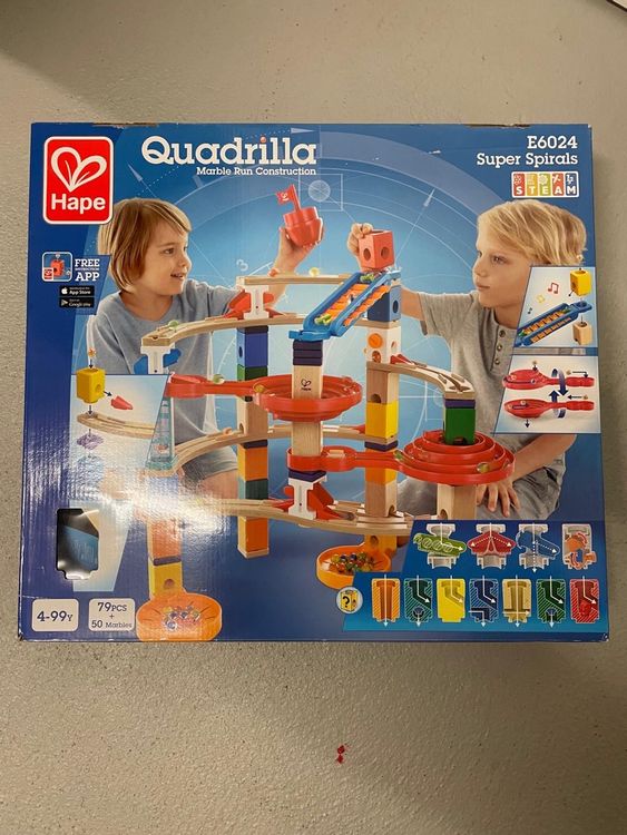 Hape Quadrilla Super Spirali - Pista Per Biglie In Legno Da 129 Pezzi Con Spirali E Xilofono, Giocattolo Creativo Per Bambini Dai 4 Anni