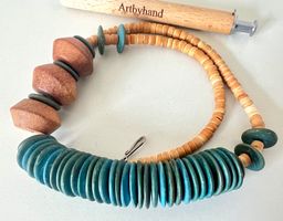 Vintage Ethno Statement Kette Kokos Edelholz - Sommer Unikat