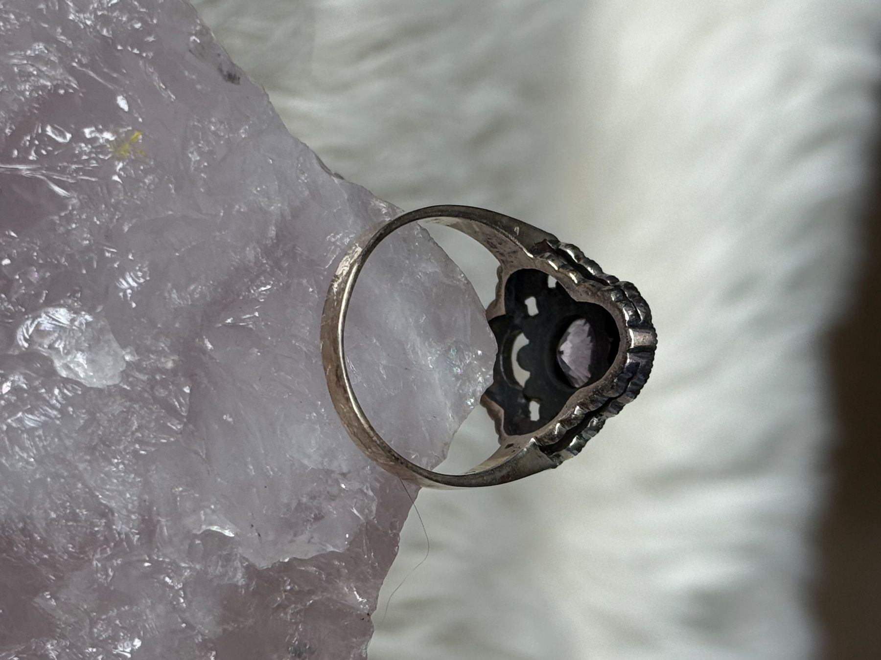 Anelli: Vintage Silberring 925 mit lila Stein – Usato da Istighofen venduto da Ringparadies 2