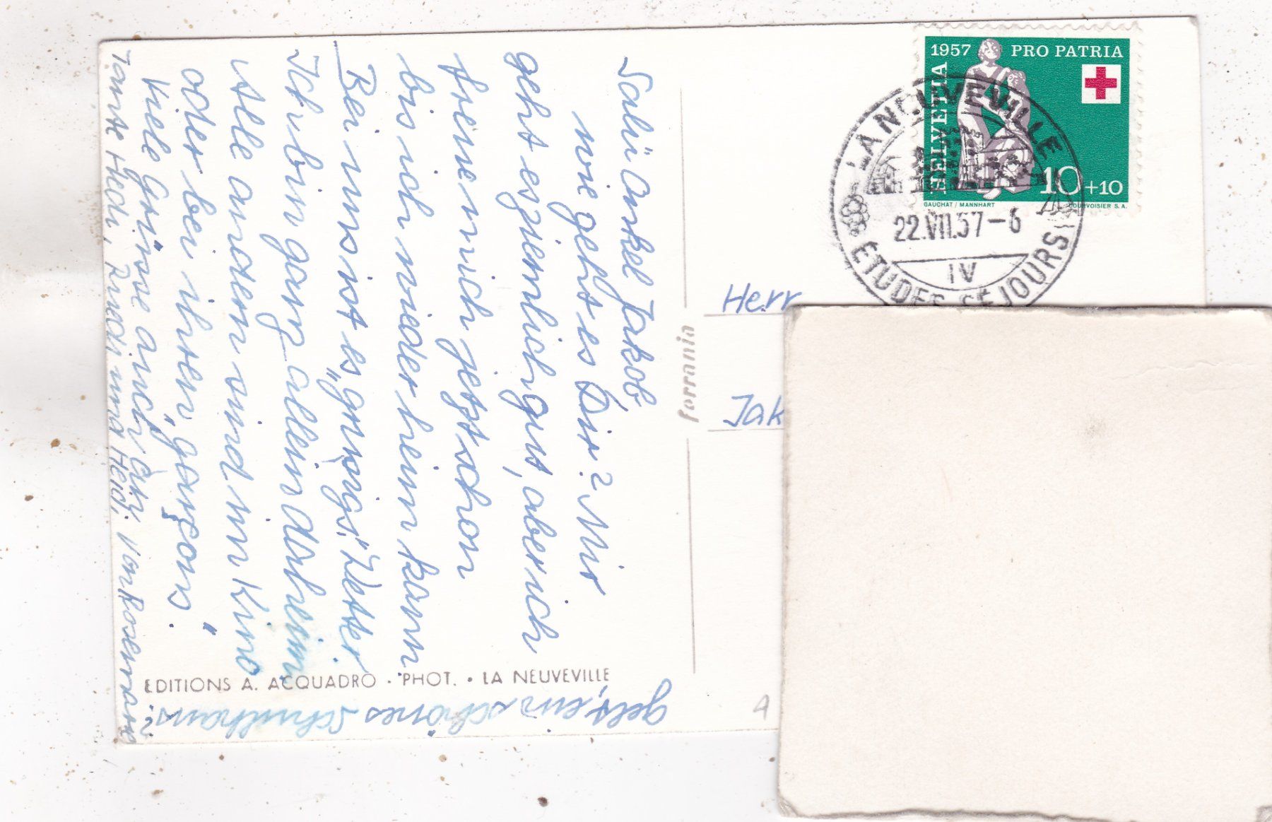 Cartoline postali: Neuville Ecole de Commerce 1957 – Usato da Herisau venduto da Lisegrat2008 1