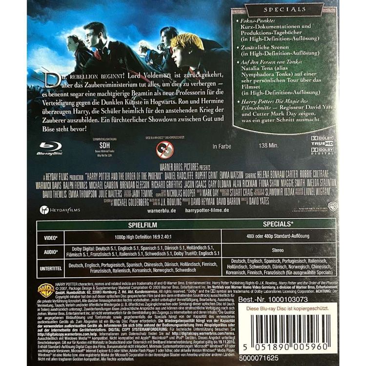 Harry Potter und der Orden des Phönix Blu ray (Gebraucht) in