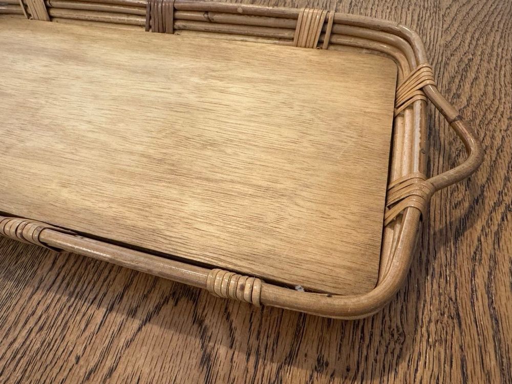 Kobolo Bambus Tablett Mit Metallgriffen - Rechteckiges Serviertablett Für Speisen & Getränke