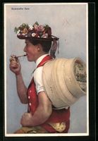 Appenzeller Senn in Tracht mit Tabakspfe