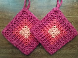 2 Topflappen aus Baumwolle, Handarbeit