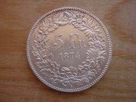 (C1) 5 Franken 1874 B. VZ-UNZ