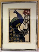 Gernot Kissel (1939-2008) Grosser Holzschnitt >>Der Pfau>>