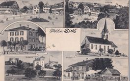 Sins lithoähnlich 6 Bilder Bahnhof Handlung Dorfpartie