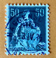 Nr.113 Sitzende Helvetia mit Schwert GESTEMPELT    