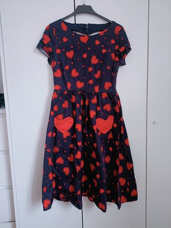 Abito blu con cuori rossi, 100% cotone