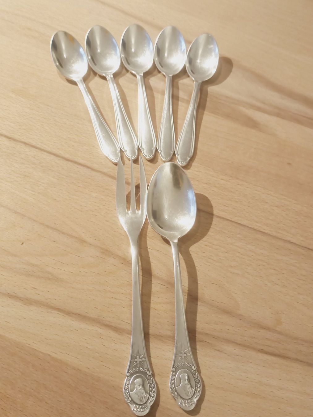 Set di posate: Silber Löffel u. Gabel, 5 Teelöffel 90-18 Silber – Usato da Tuebach venduto da bac_7kpb 4