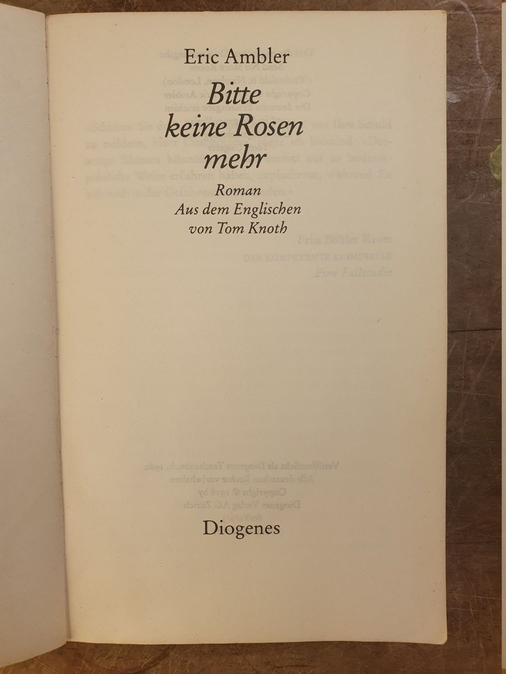 Libri: Bitte keine Rosen mehr - Eric Ambler – Usato da Zürich venduto da loosebone 1