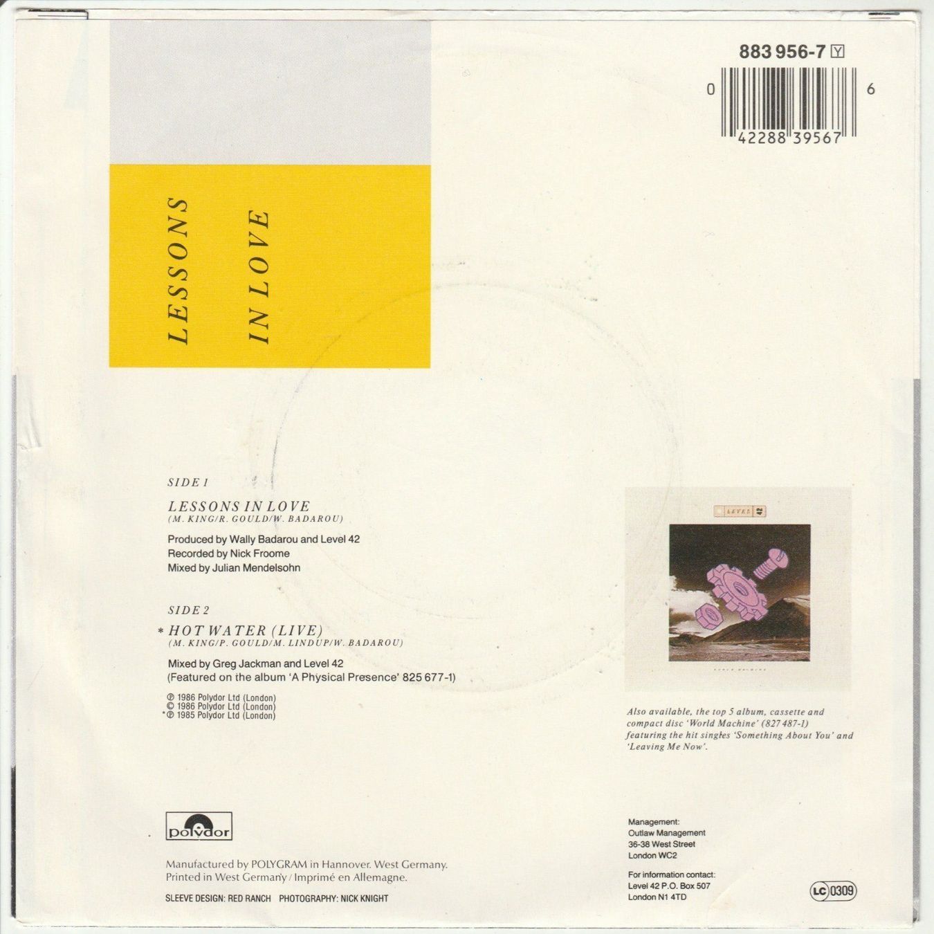 Dischi in vinile: Level 42 - Lessons in Love 7" Vinyl 1986 – Usato da Tübach venduto da JamesStone 1