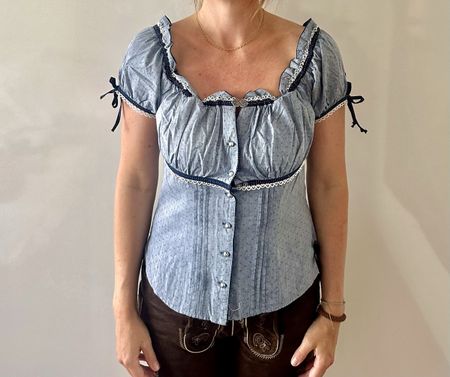 Trachtenbluse blau Grösse 36