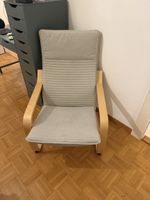 Fauteuil IKEA Poäng bois clair gris état correct
