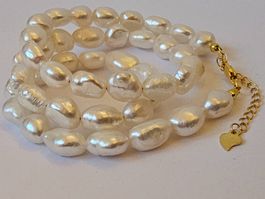 Perlenkette Zuchtperlen 925 Silber vg Gold echt Zucht Perle