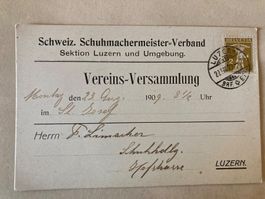 Alte Postkarte Schuhmachermeister-Versammlung Luzern 1909 🎉