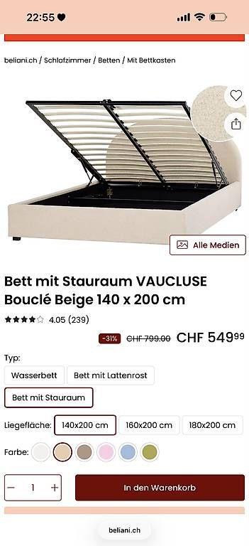 Betten: Bett mit Bettkasten 140x200 – Gebraucht aus Basel von Mawski 2
