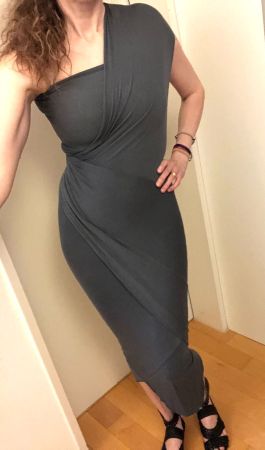 Donna Karan Urban Zen Draped Jersey Kleid Petrol S