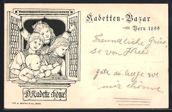 Ansichtskarten: Litho Bern, Kadetten-Bazar 1899, Vier Ki – Gebraucht aus Berlin von bartko-reher