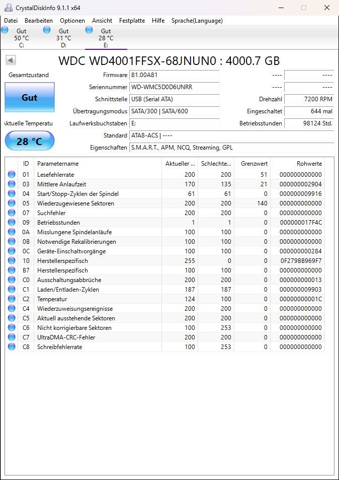 Western Digital Harddisks: WESTERN DIGITAL WD4001FFSX  RED Pro 4TB – Gebraucht aus Künten von Arktisde 1