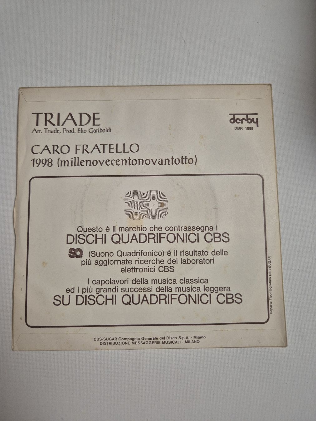 Dischi in vinile: Triade -  Caro Fratello  - Single 7  – Nuovo (secondo la descrizione) da Uster venduto da newwave0 1