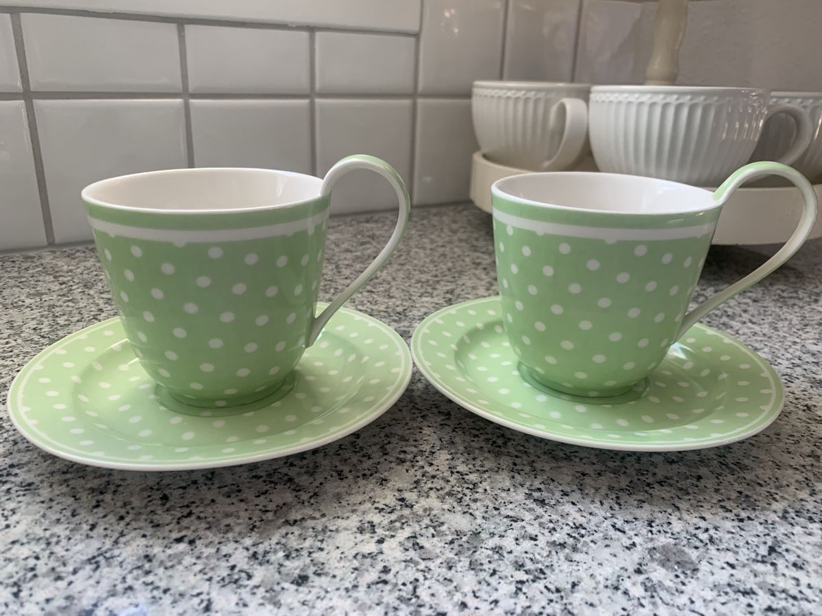 Greengate Tazze: 2 Greengate Tassen Dotty pale green – Usato da Ellikon an der Thur venduto da Bali1999