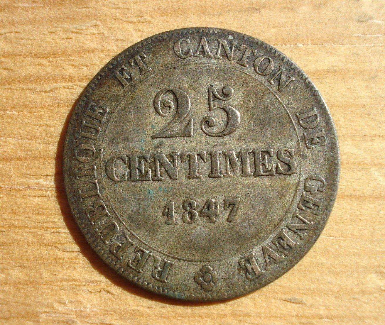 Alle Münzen: (D3) Genève 25 Centimes 1847 – Gebraucht aus Erlach von Net-Coins