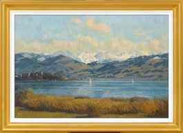 Max Keller (1916-1982): Zürichsee mit Schloss Rapperswil